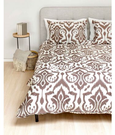 PREMIUM maco sateen bedding set CHARLEE 40-1275-CACAO 140x200, 50x70 cm