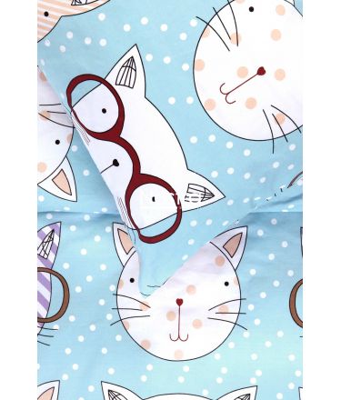 Children bedding set SMART CATS 10-0617-LIGHT BLUE 100x145, 40x60, 107x150 cm