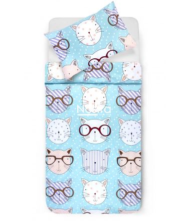 Children bedding set SMART CATS 10-0617-LIGHT BLUE 100x145, 40x60, 107x150 cm