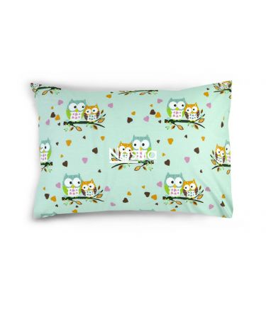 Children bedding set OWLS IN LOVE 10-0428-MINT 100x145, 40x60, 107x150 cm