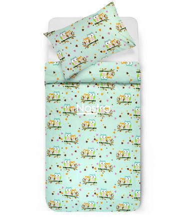 Children bedding set OWLS IN LOVE 10-0428-MINT 100x145, 40x60, 107x150 cm