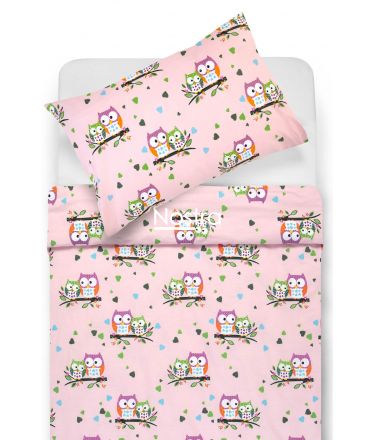 Children bedding set OWLS IN LOVE 10-0428-PINK 100x145, 40x60, 107x150 cm