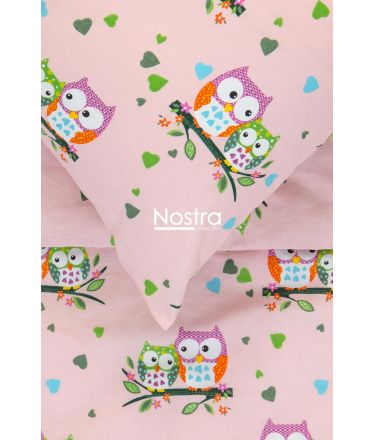 Children bedding set OWLS IN LOVE 10-0428-PINK 100x145, 40x60, 107x150 cm