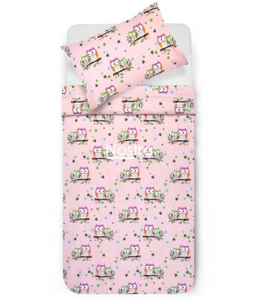 Children bedding set OWLS IN LOVE 10-0428-PINK 100x145, 40x60, 107x150 cm