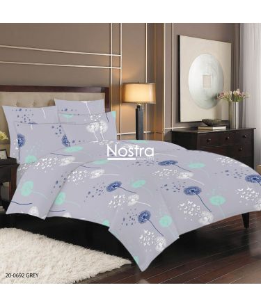 Polycotton bedding set FLOWERS 20-0692-GREY 140x200, 50x70 cm