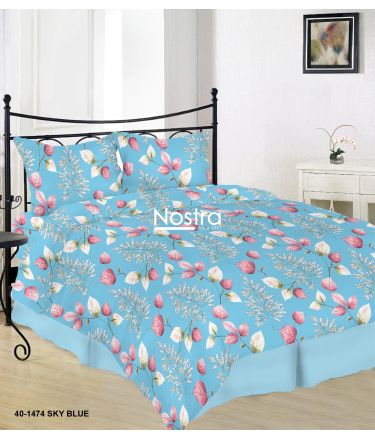 Cotton bedding set DANIELLA 40-1474-SKY BLUE 200x220, 70x70 cm