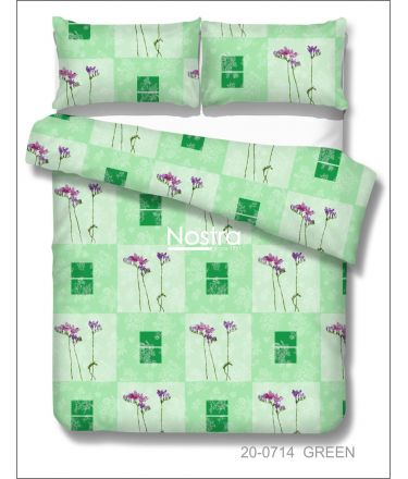 Polycotton bedding set FLOWERS 20-0714-GREEN