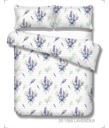 Polycotton bedding set FLOWERS 20-1568-LEVENDER