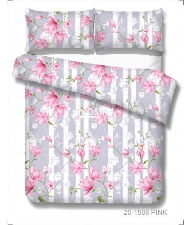 Polycotton bedding set FLOWERS 20-1588-PINK