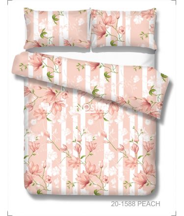 Polycotton bedding set FLOWERS 20-1588-PEACH