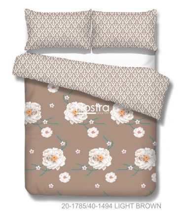 Polycotton bedding set FLOWERS 20-1785/40-1494-LIGHT BROWN