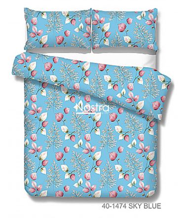 Drobės patalynės komplektas DANIELLA 40-1474-SKY BLUE 200x220, 70x70 cm