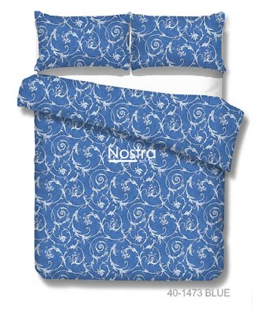 Cotton bedding set DAHLIA 40-1473-BLUE 200x220, 70x70 cm