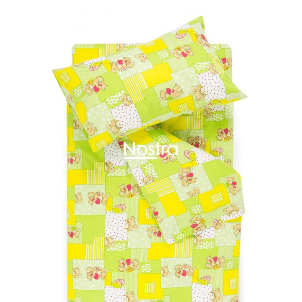 Детское постельное белье LITTLE BEAR & HEARTS 10-0331-GREEN/YELLOW 140x200, 50x70 cm