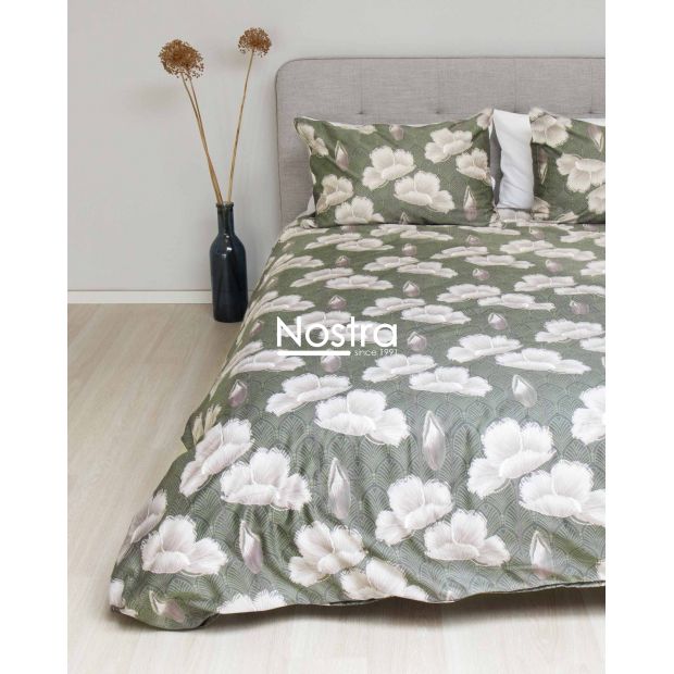 PREMIUM maco sateen bedding set CARLY 20-1638-DARK GREEN 140x200, 50x70 cm