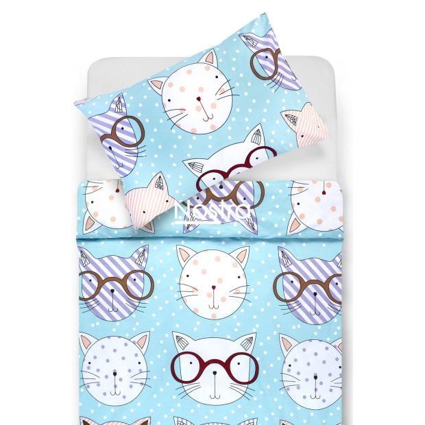 Children bedding set SMART CATS 10-0617-LIGHT BLUE 100x145, 40x60, 107x150 cm