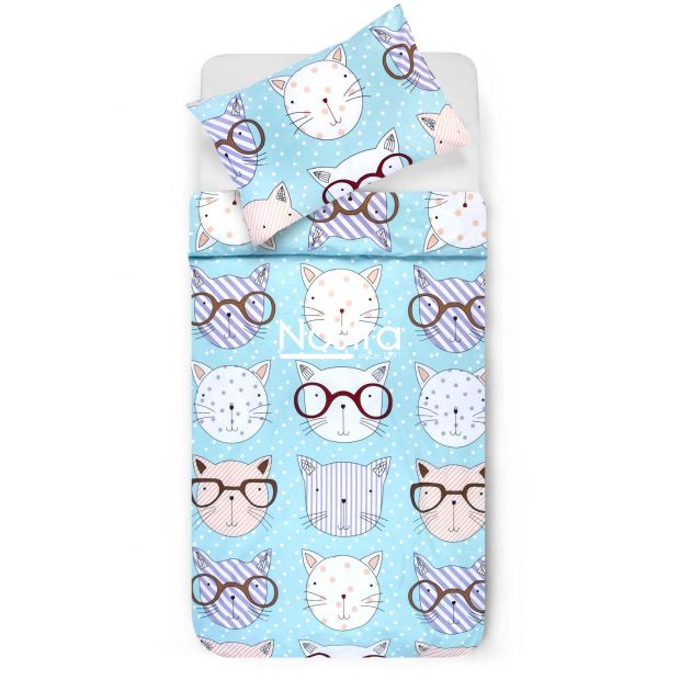 Children bedding set SMART CATS 10-0617-LIGHT BLUE 100x145, 40x60, 107x150 cm