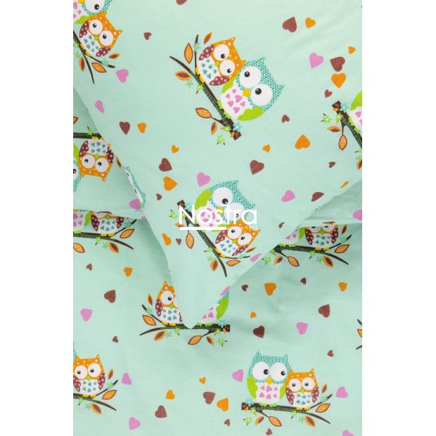 Children bedding set OWLS IN LOVE 10-0428-MINT 100x145, 40x60, 107x150 cm