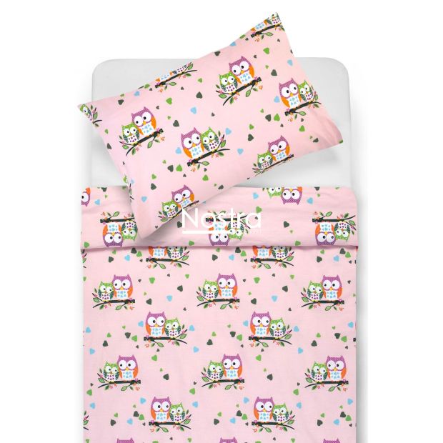 Children bedding set OWLS IN LOVE 10-0428-PINK 100x145, 40x60, 107x150 cm