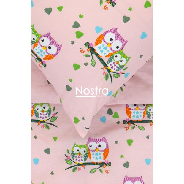 Children bedding set OWLS IN LOVE 10-0428-PINK 100x145, 40x60, 107x150 cm