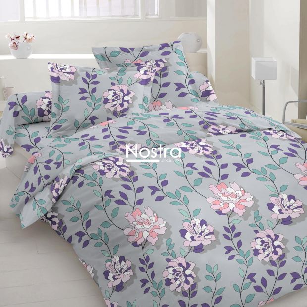 Polycotton bedding set FLOWERS 20-1762-GREY