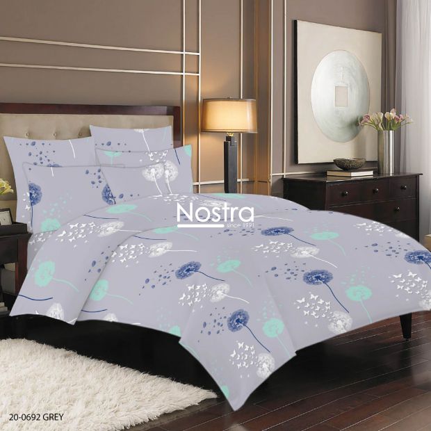 Polycotton bedding set FLOWERS 20-0692-GREY