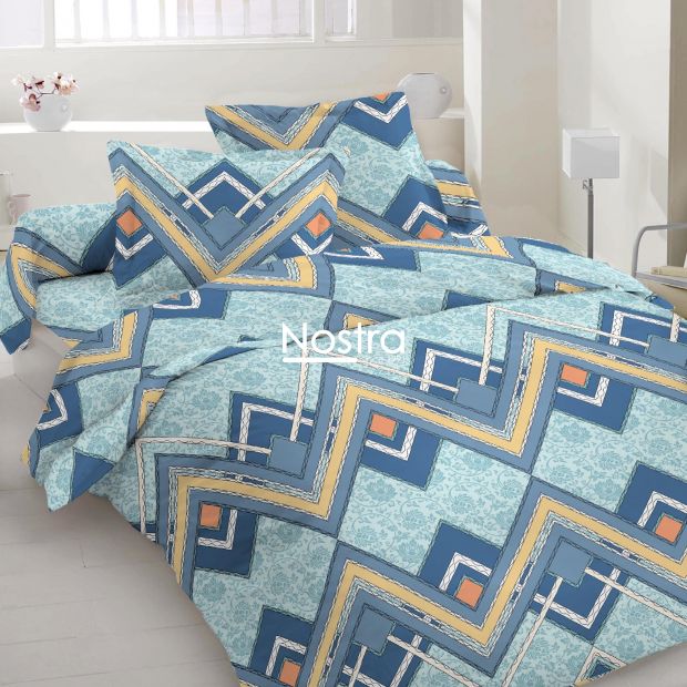 Polycotton bedding set GEOMETRY 30-0792-BLUE 140x200, 50x70 cm