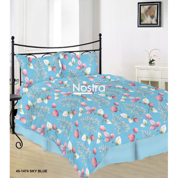 Cotton bedding set DANIELLA 40-1474-SKY BLUE 200x220, 70x70 cm