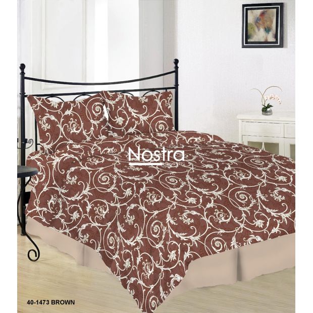 Drobės patalynės komplektas DAHLIA 40-1473-BROWN 200x220, 70x70 cm