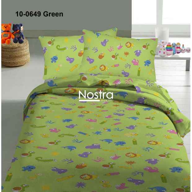 Children bedding set SCHOOL 10-0649-GREEN 100x145, 40x60, 107x150 cm