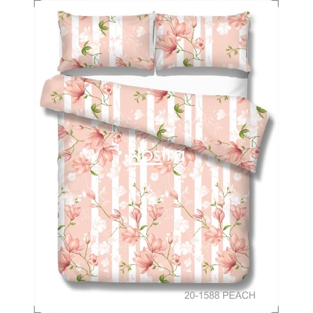 Polycotton bedding set FLOWERS 20-1588-PEACH