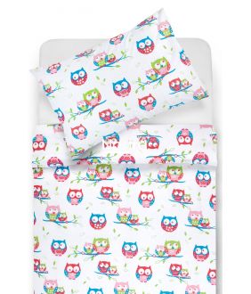 Vaikiška patalynė OWLS FAMILY 10-0074-PINK BLUE 10-0074-PINK BLUE