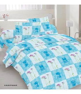 Polycotton bedding set FLOWERS 20-0714-BLUE
