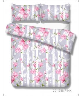 Polycotton bedding set FLOWERS 20-1588-PINK 20-1588-PINK