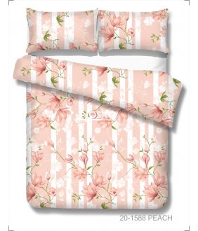 Polycotton bedding set FLOWERS 20-1588-PEACH