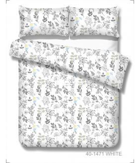 Polycotton bedding set ABSTRACT 40-1471-WHITE 40-1471-WHITE