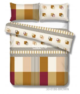 Cotton bedding set DAWSON 30-0186-BROWN 30-0186-BROWN